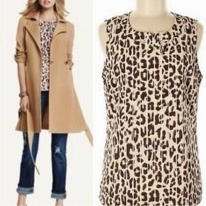 CAbi Ginger Leopard Sleeveless Bow Blouse EUC size L
